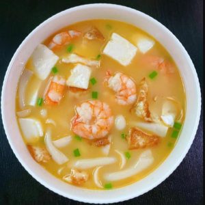 Shrimp Mushroom and Tofu Soup